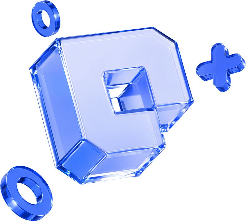 Glass game controller cube with rings and plus sign